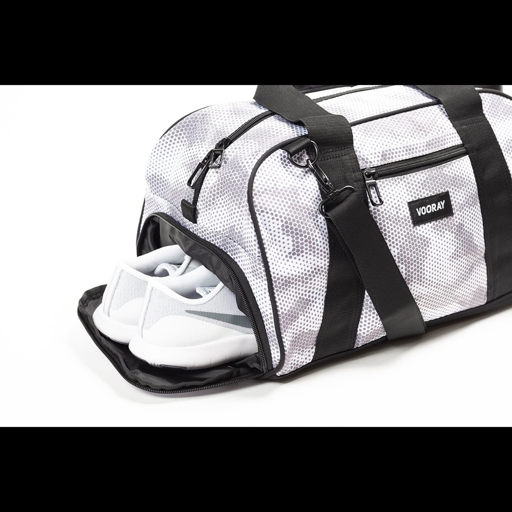 NWT Burner Gym Duffel, Snow Hex Camo